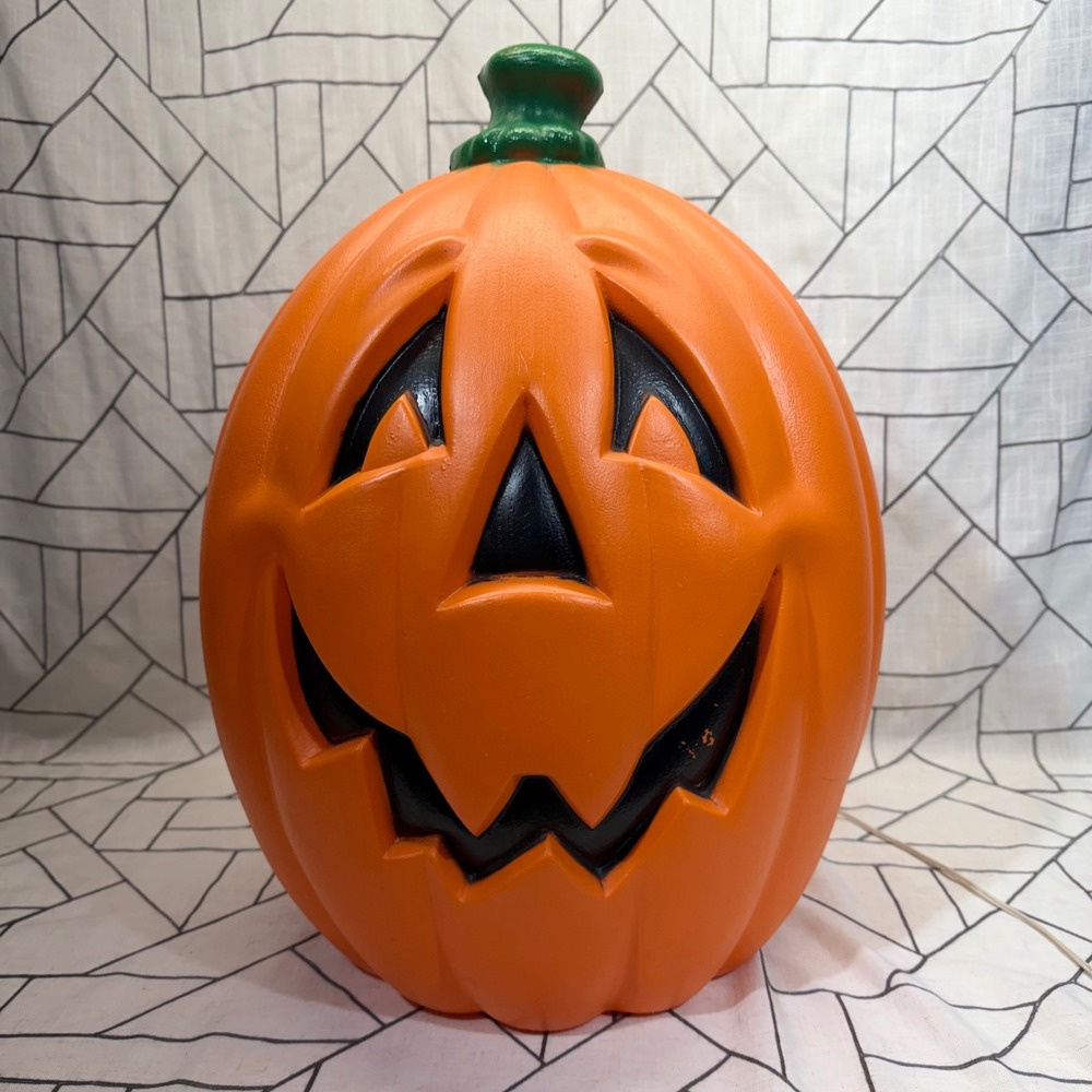 General Foam Plastic Blow Mold Pumpkin 20" Orange Halloween Jack-O-Lantern Decor